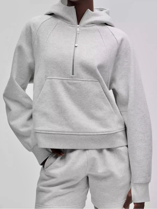 lululemon athletica Tops - lululemon Light Gray Half-Zip Scuba Hoodie